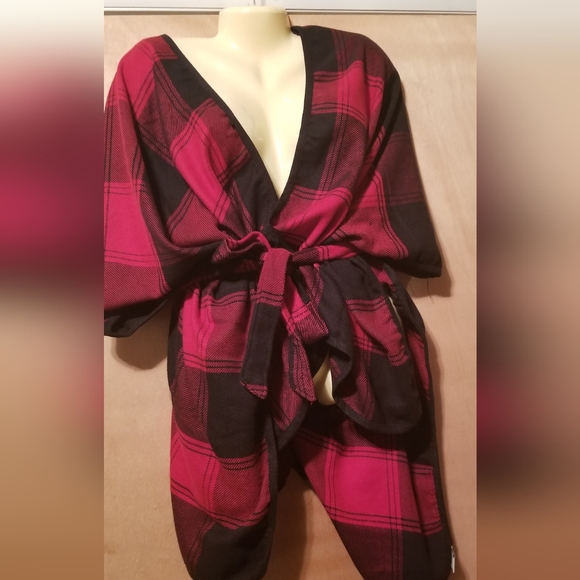 Wonderly Cape Check Plaid Blanket Topper Bolero Shrug Sweater Small + Plus Size - Picture 3 of 10